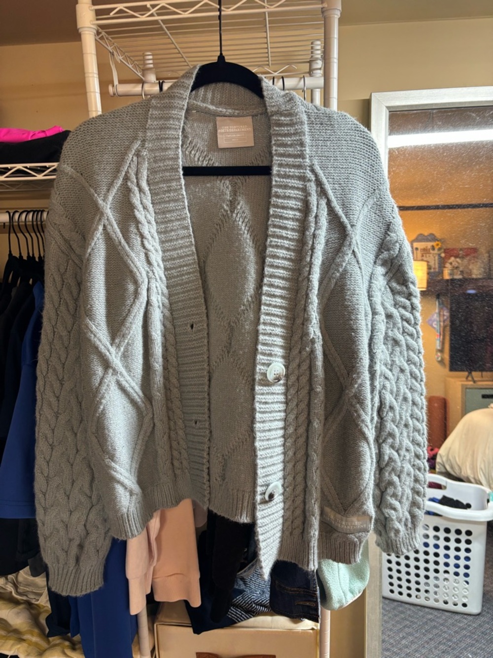Taylor Swift Light Gray Cable Knit Button Cardigan